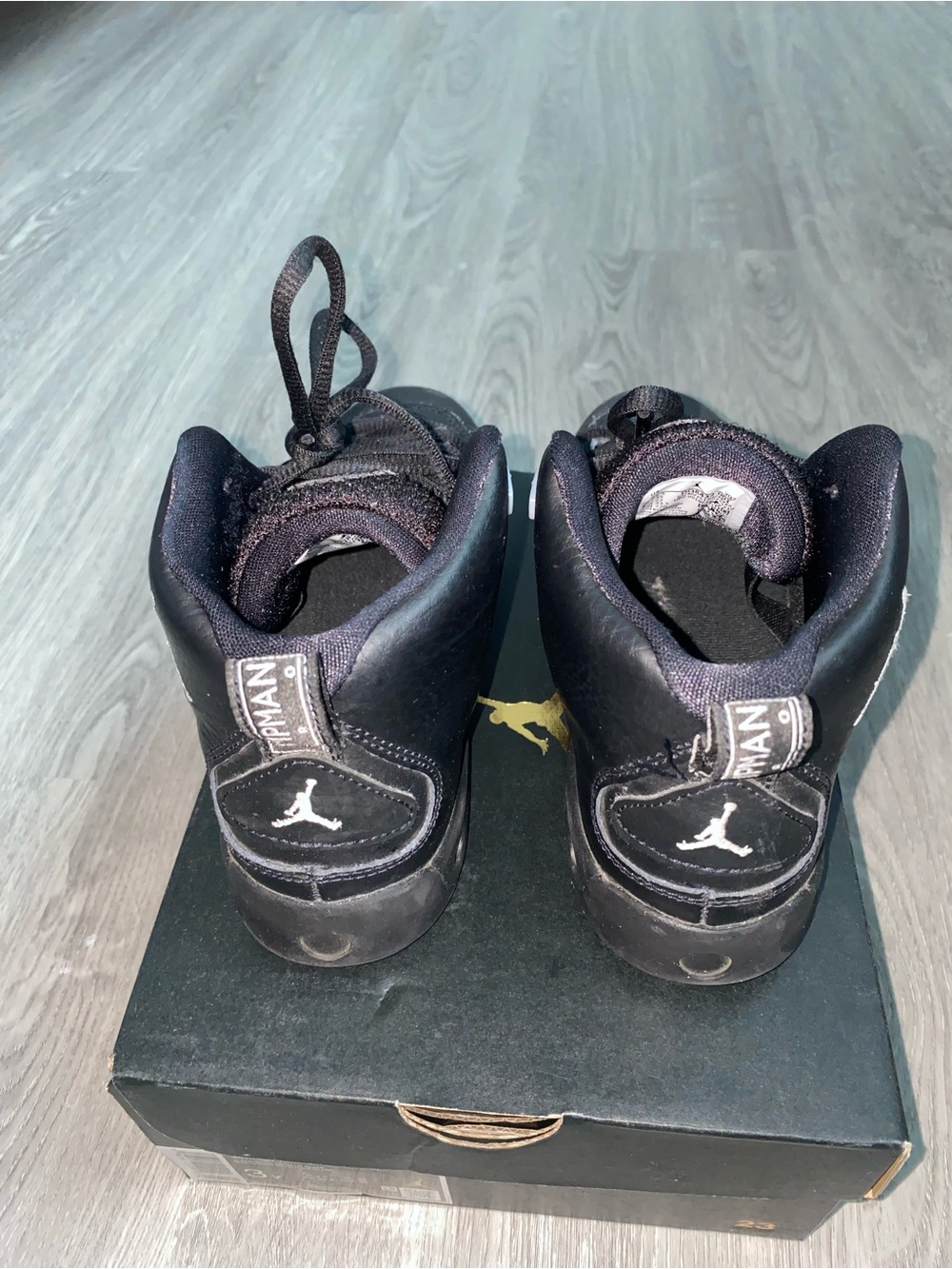 Jordan Black High-Top Sneakers with White Jumpman - Picture 6 of 8